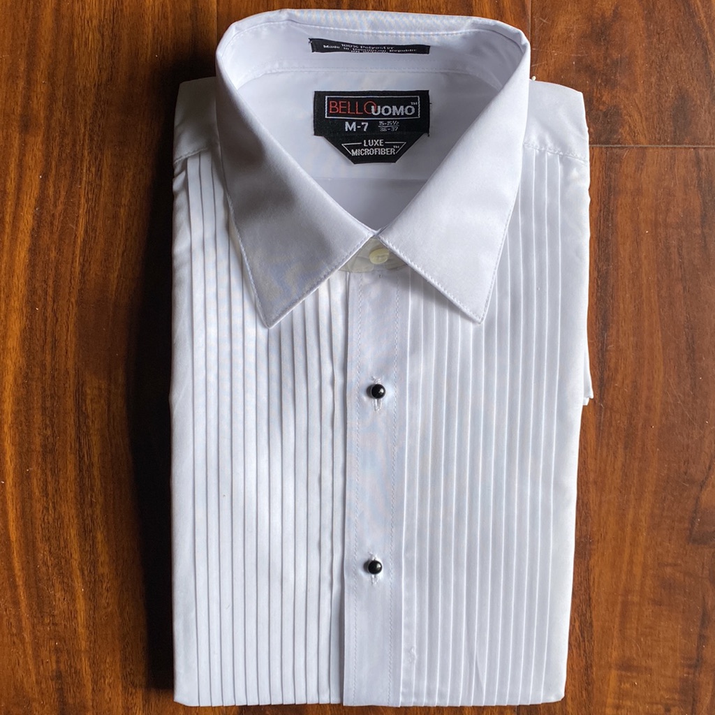 Nwt Brand New M7 Mens Bello Uomo White Pleated Tuxedo Dress Shirt